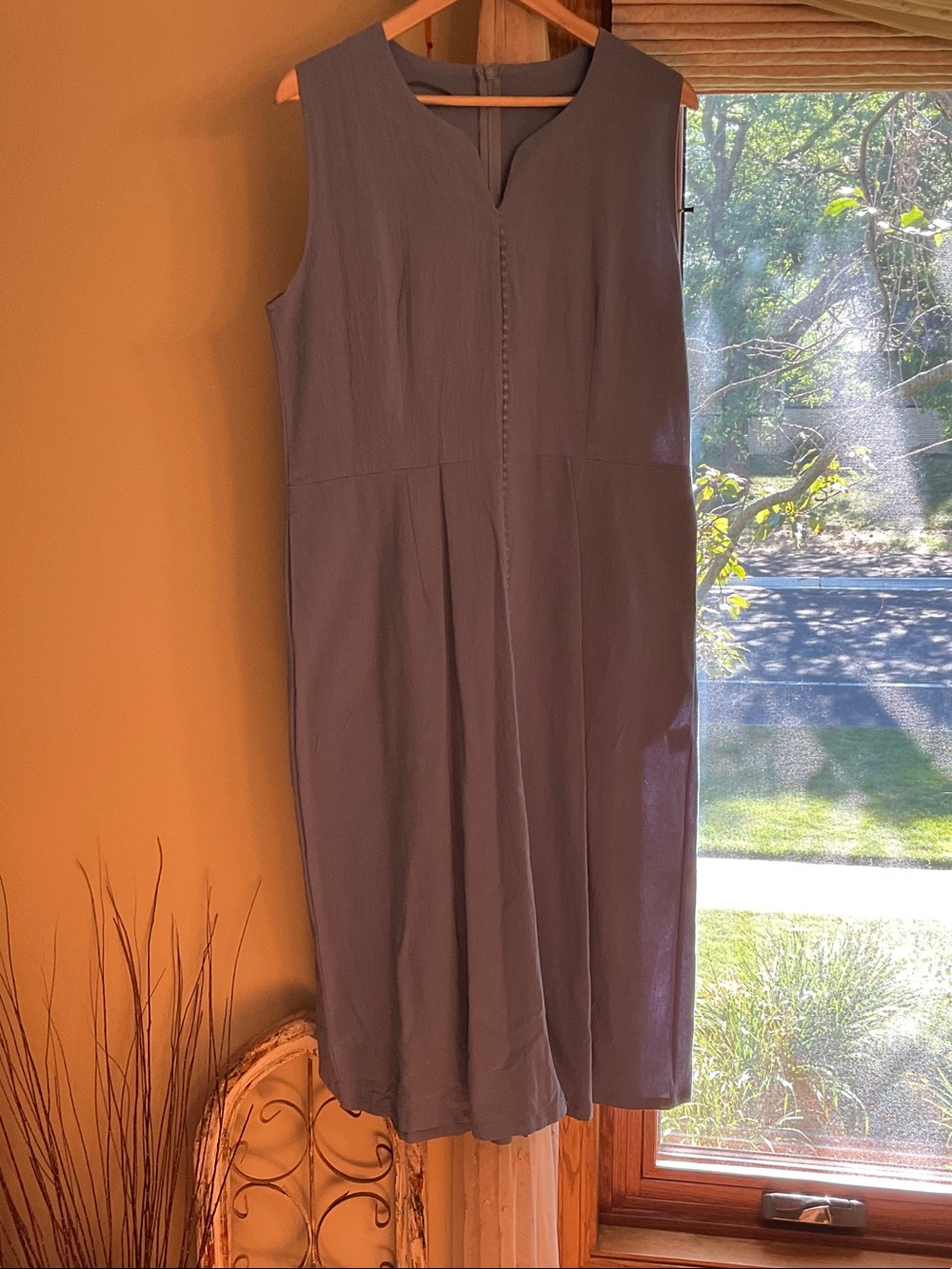 Smoky Blue cotton midi dress 14 L